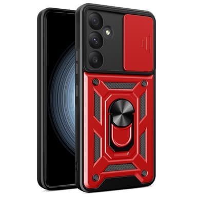 SKALO Samsung A35 5G Armor Hybrid Metallring Kameraslider - Röd