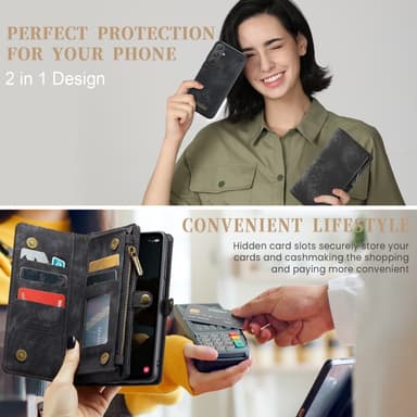 CaseMe Samsung A55 5G CaseMe Big Wallet 2in1 Magnet Plånbok - Svart
