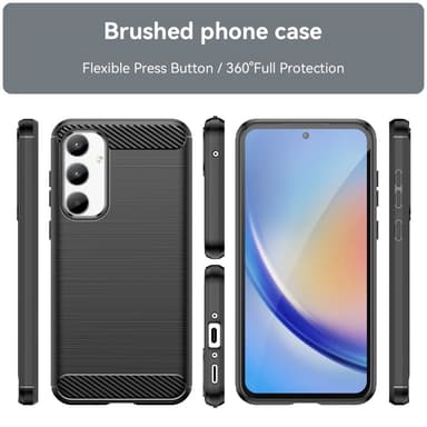 SKALO Samsung A35 5G Armor Carbon Stöttåligt TPU-skal - Svart