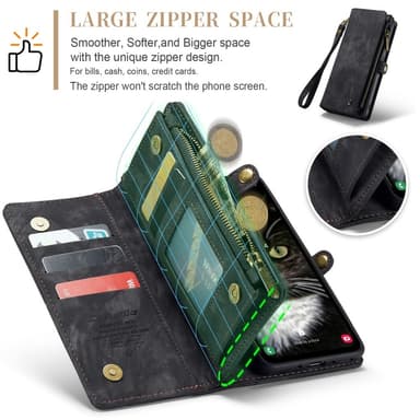 CaseMe Samsung A35 5G CaseMe Big Wallet 2in1 Magnet Plånbok - Svart