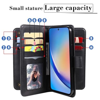 SKALO Samsung A35 5G 10-FACK Plånboksfodral - Svart