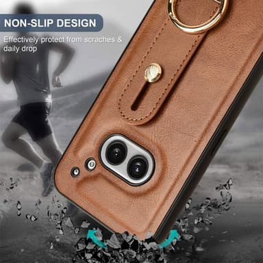 SKALO Nothing Phone (2a) PU-Läder Skal med Handrem - Brun