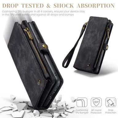 CaseMe Samsung A35 5G CaseMe Big Wallet 2in1 Magnet Plånbok - Svart
