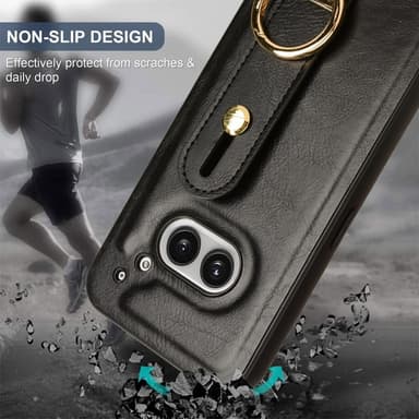 SKALO Nothing Phone (2a) PU-Läder Skal med Handrem - Svart