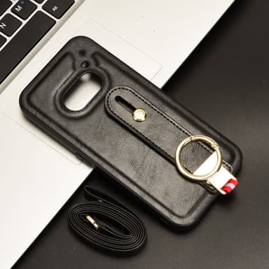 SKALO Nothing Phone (2a) PU-Läder Skal med Handrem - Svart