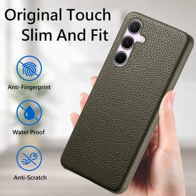 SKALO Samsung A55 5G PU-Läder Litchi Skal - Grön