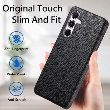 SKALO Samsung A55 5G PU-Läder Litchi Skal - Svart