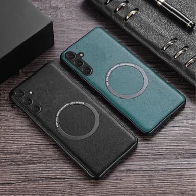 SKALO Samsung A55 5G PU-Läder Hybrid Magnetring Skal - Svart