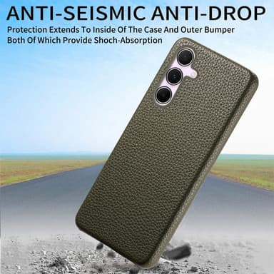 SKALO Samsung A55 5G PU-Läder Litchi Skal - Grön