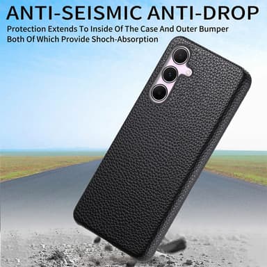 SKALO Samsung A55 5G PU-Läder Litchi Skal - Svart