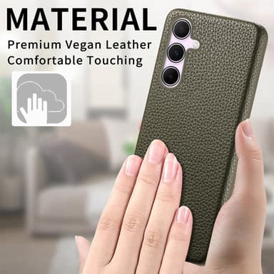 SKALO Samsung A55 5G PU-Läder Litchi Skal - Grön