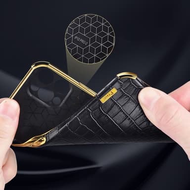 SKALO Samsung A35 5G Krokodil Guldkant Skal - Vit