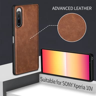 SKALO Sony Xperia 10 V PU-Läder Hybrid Skal - Brun