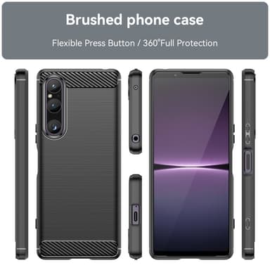 SKALO Sony Xperia 1 V Armor Carbon Stöttåligt TPU-skal - Svart