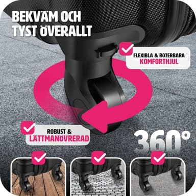tectake Resväskeset Mila - 4 resväskor, bagage med bagagevåg och namntaggar - svart