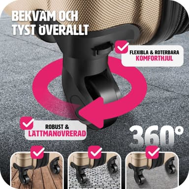 tectake Resväskeset Mila - 4 resväskor, bagage med bagagevåg och namntaggar - champagne