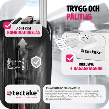 tectake Resväskeset Cleo, 4 resväskor med bagagevåg och taggar - svart