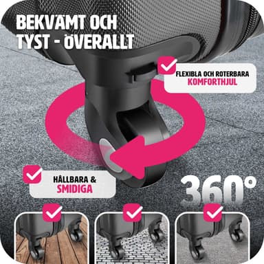 tectake Resväskeset Cleo, 4 resväskor med bagagevåg och taggar - svart
