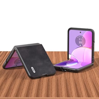 SKALO Motorola Razr 40 5G ABEEL PU-Läder Fold Skal - Svart