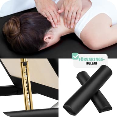 tectake 3-zons massagebänk med 5 cm stoppning, rullar och aluminiumram - svart