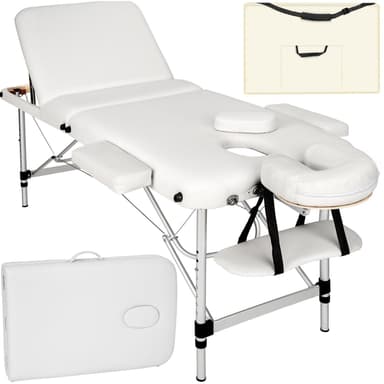 tectake 3-zons massagebänk i aluminium 5 cm stoppning + väska - vit