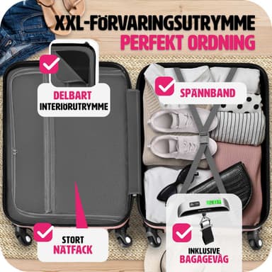 tectake Resväskeset Cleo, 4 resväskor med bagagevåg och taggar - roséguld