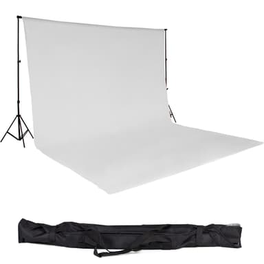 tectake Fotobakgrund / Backdrop set 3x6m med väska - vit