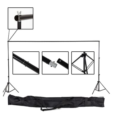 tectake Fotobakgrund / Backdrop set 3x6m med väska - vit