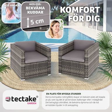 tectake Rottingfåtölj Lignano - grå