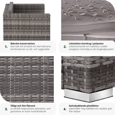 tectake Rottingfåtölj Lignano - grå
