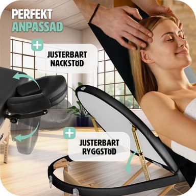 tectake 3-zons massagebänk Sawsan oval med 5 cm stoppning och träram - svart