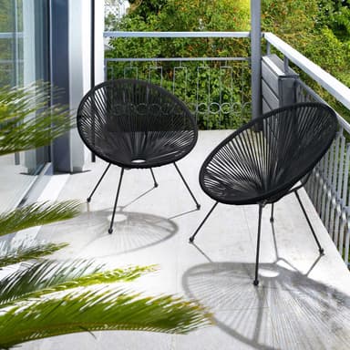 tectake 2 trädgårdsstolar Santana Retro i Acapulco-stil - svart