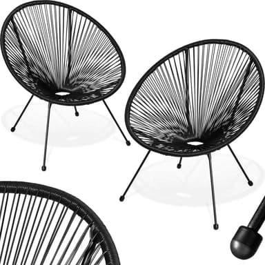 tectake 2 trädgårdsstolar Santana Retro i Acapulco-stil - svart