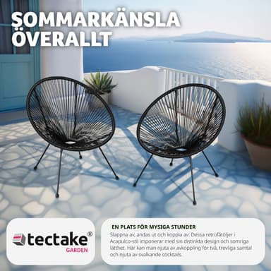 tectake 2 trädgårdsstolar Santana Retro i Acapulco-stil - svart