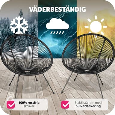 tectake 2 trädgårdsstolar Santana Retro i Acapulco-stil - svart
