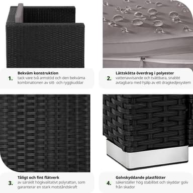 tectake Rottingfåtölj Lignano - svart