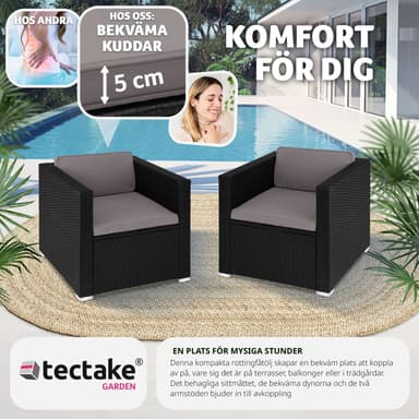 tectake Rottingfåtölj Lignano - svart