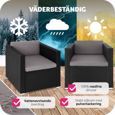 tectake Rottingfåtölj Lignano - svart