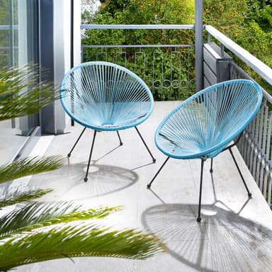 tectake 2 trädgårdsstolar Santana Retro i Acapulco-stil - blå