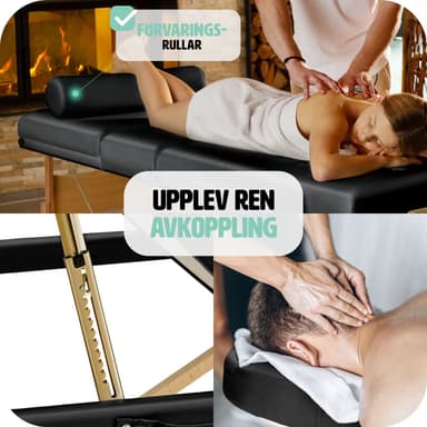 tectake 3-zons massagebänksset Somwang med 7,5 cm stoppning, hjul och träram - svart