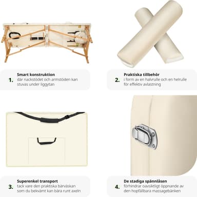 tectake 3-zons massagebänk-set Daniel med stoppning, rullar och träram - beige