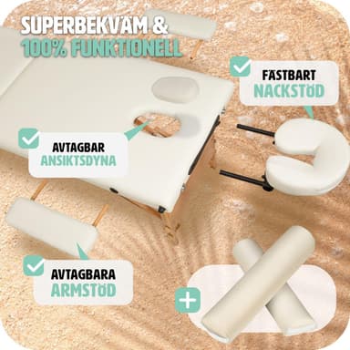 tectake 3-zons massagebänk-set Daniel med stoppning, rullar och träram - beige