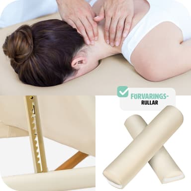 tectake 3-zons massagebänk-set Daniel med stoppning, rullar och träram - beige