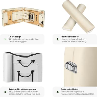 tectake 3-zons massagebänksset Somwang med 7,5 cm stoppning, hjul och träram - beige