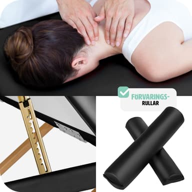 tectake 3-zons massagebänk-set Daniel med stoppning, rullar och träram - svart