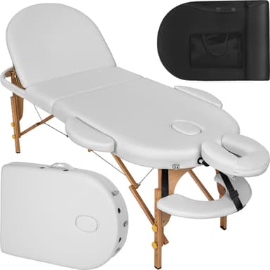 tectake 3-zons massagebänk Sawsan oval med 5 cm stoppning och träram - vit