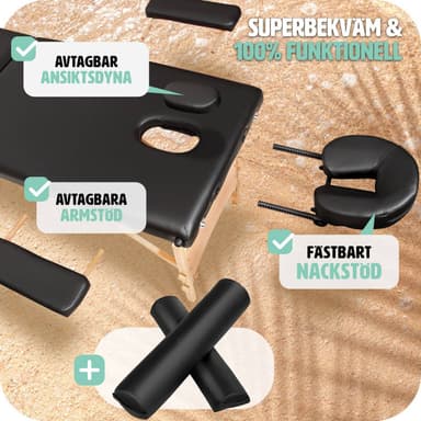 tectake Freddi 2-zons massagebänk med 5 cm stoppning, hjul och träram - svart