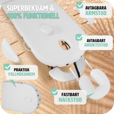 tectake 3-zons massagebänk Sawsan oval med 5 cm stoppning och träram - vit
