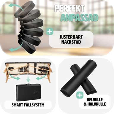 tectake Freddi 2-zons massagebänk med 5 cm stoppning, hjul och träram - svart