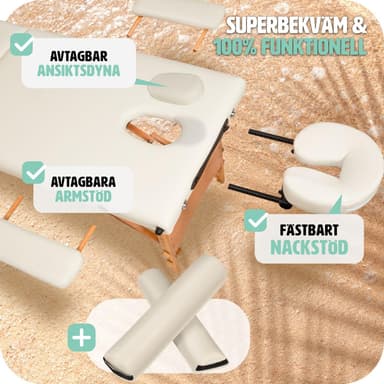 tectake Freddi 2-zons massagebänk med 5 cm stoppning, hjul och träram - beige